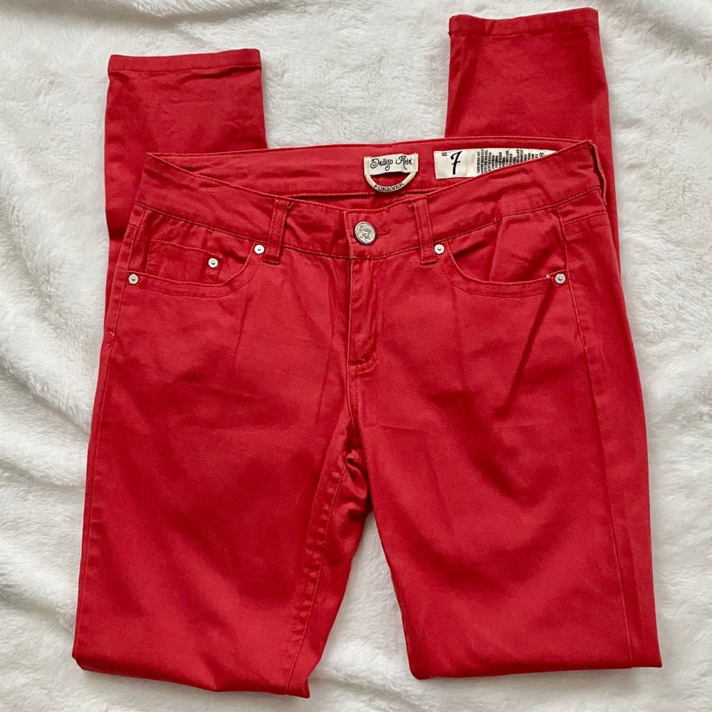 Indigo Rein Stretch Skinny Jeans Red Size 7